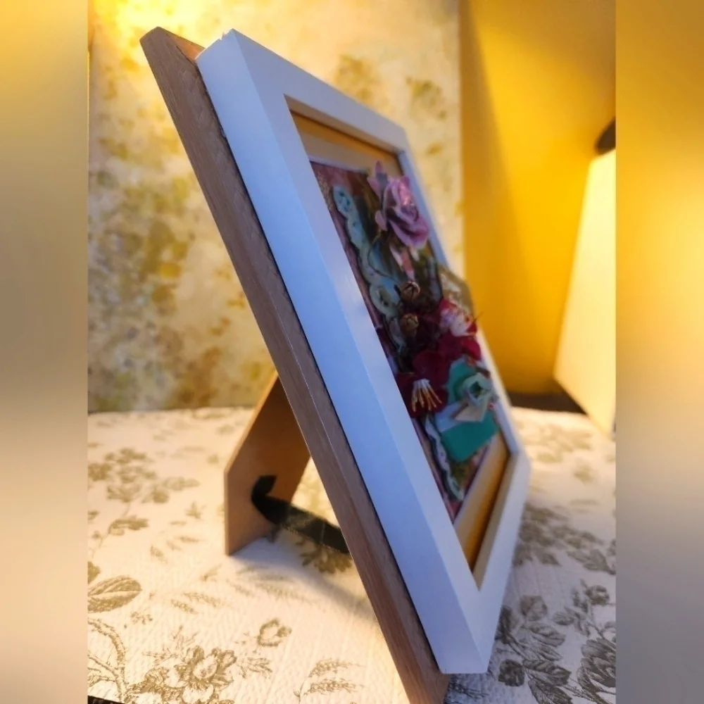 Handcrafted 3D Framed approx (7.5 x 9) GardenFloral Design.Home Decor or gift it